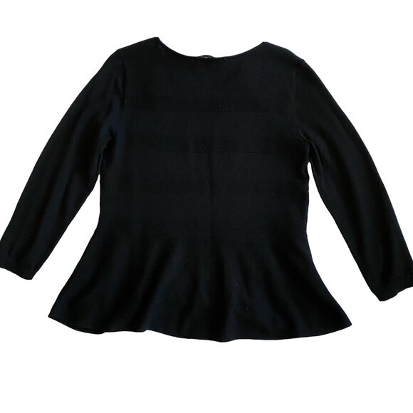 ANN TAYLOR LOFT Black Wool Blend Ribbed Peplum Sweater Medium - Picture 4 of 12